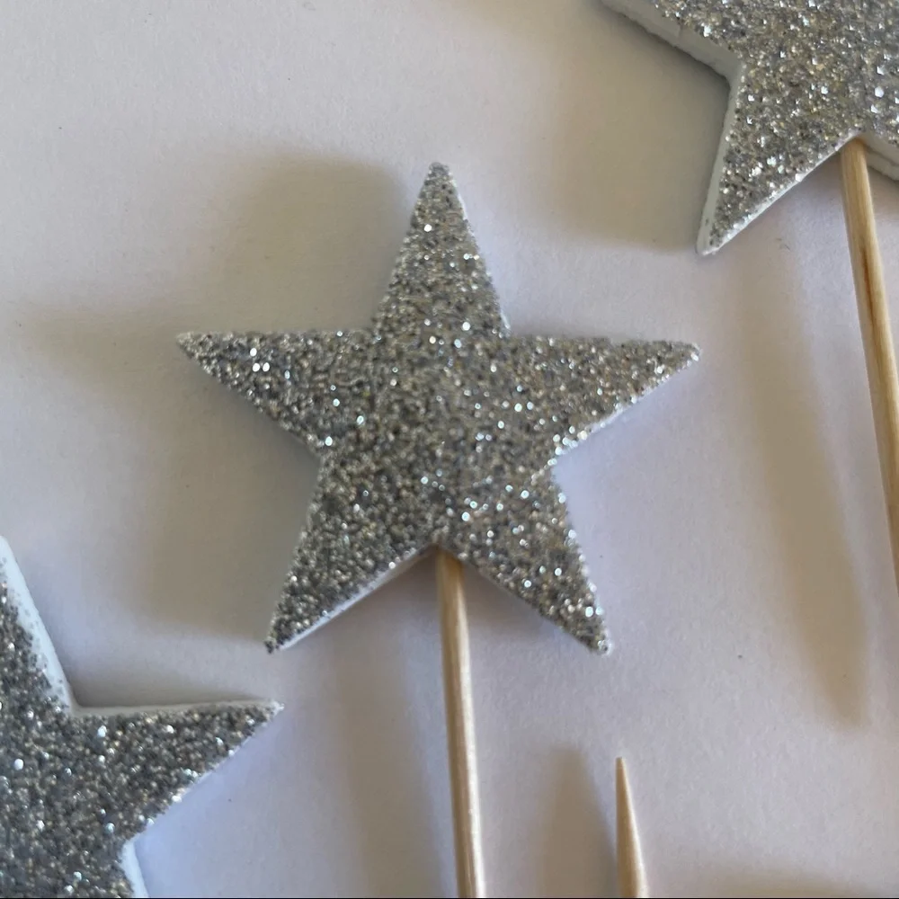 Glitter Star Cake Topper Toothpick Set 10